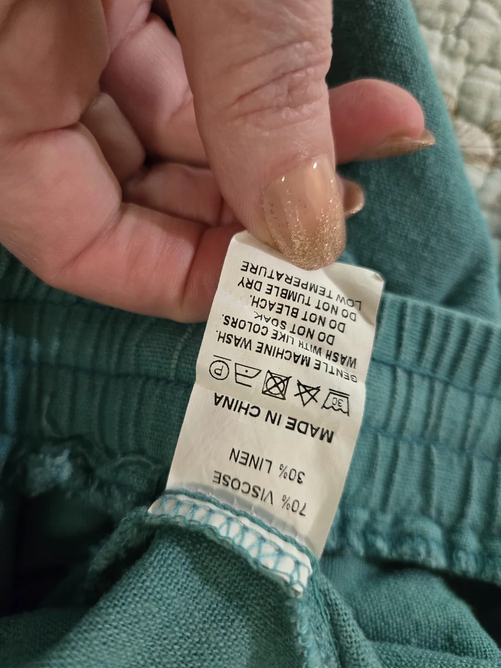 3 For $15 Cotton Linen Blend Teal Short/ Ankle Pants M - Picture 5 of 9